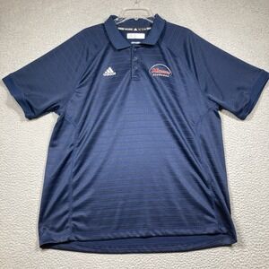 Malone‎ University Pioneers Polo Shirt Men's XL Blue Adidas Climalite FLAW